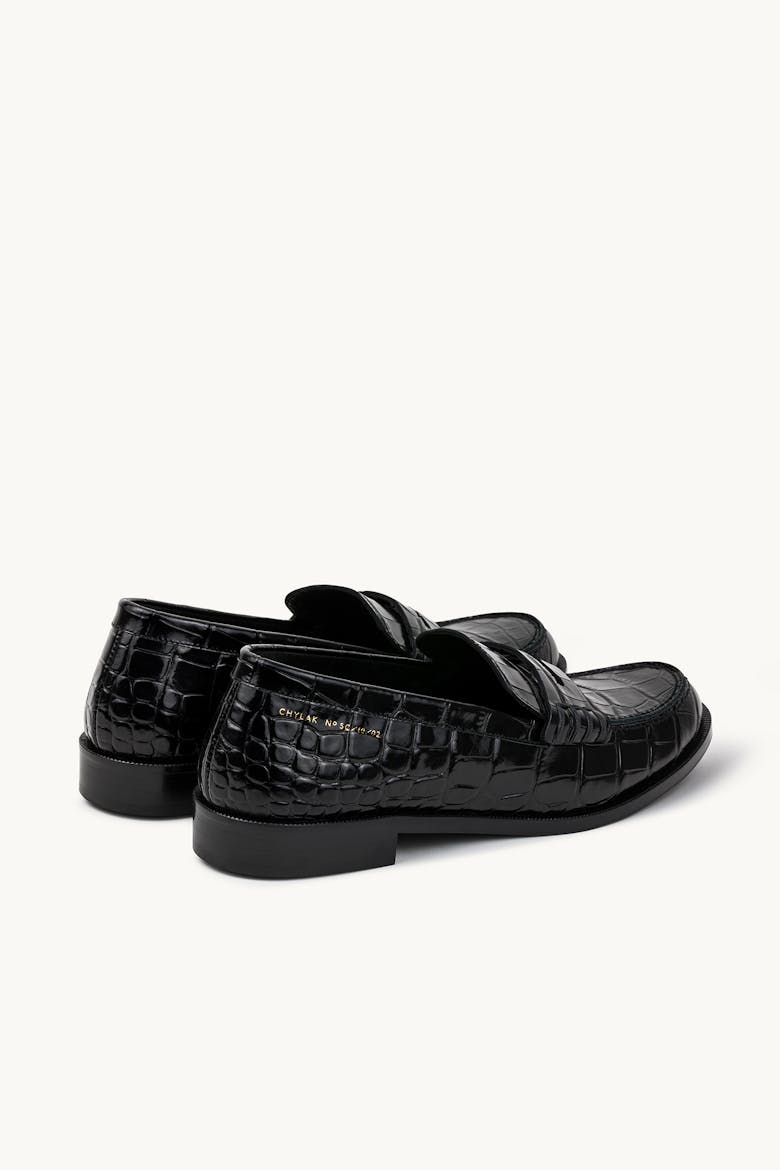 Penny Loafers “glossy black crocodile”