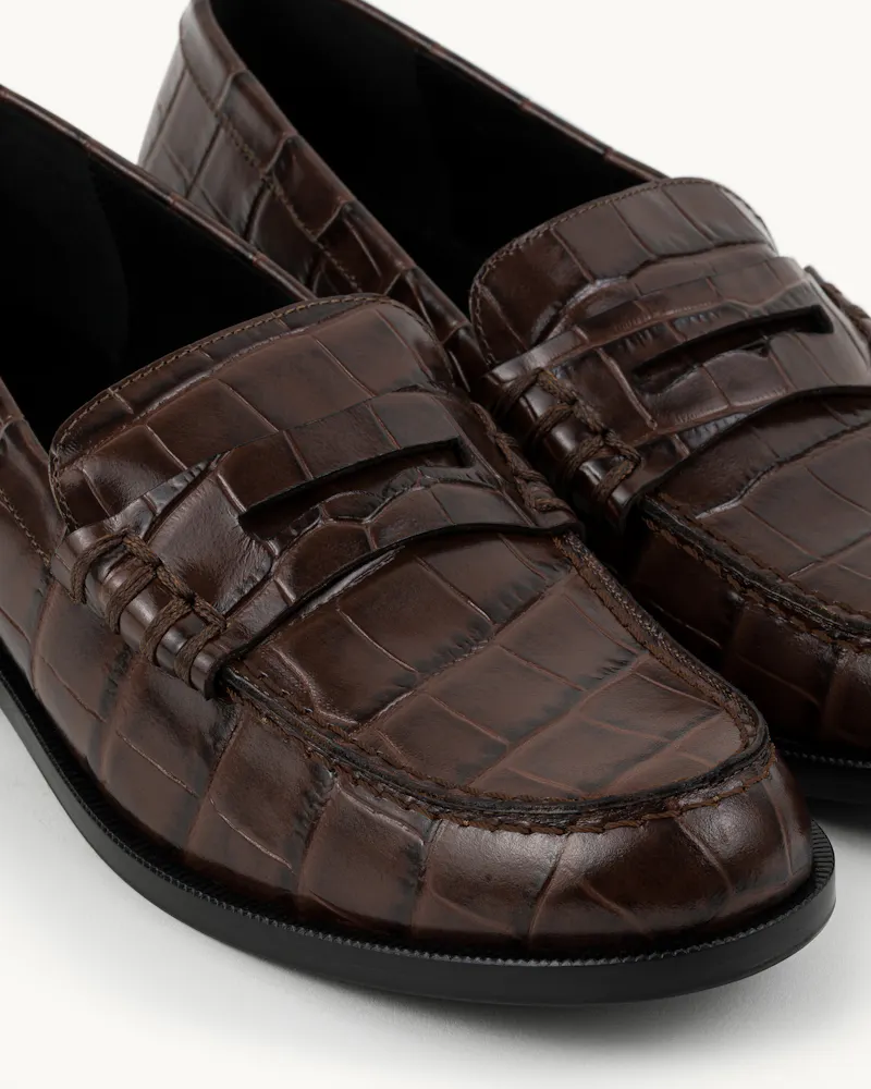 Penny Loafers “glossy brown crocodile” - Chylak