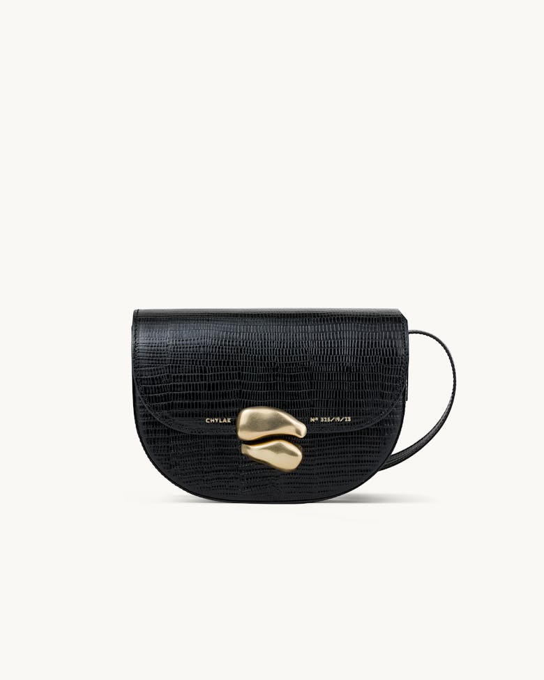 Saddle Bag with Sculptural Seal “black lizard”