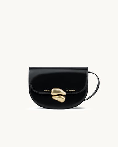 Saddle Bag with Sculptural Seal “glossy black”