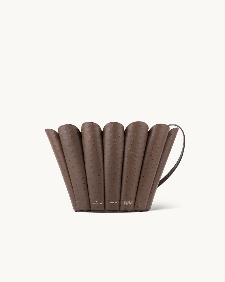 Small Shell Bag “brown ostrich”