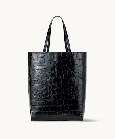 Tall Tote Bag “glossy black crocodile”