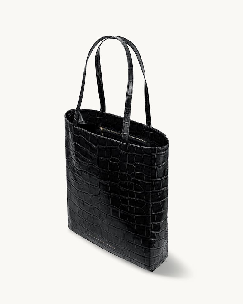 Tall Tote Bag “glossy black crocodile”