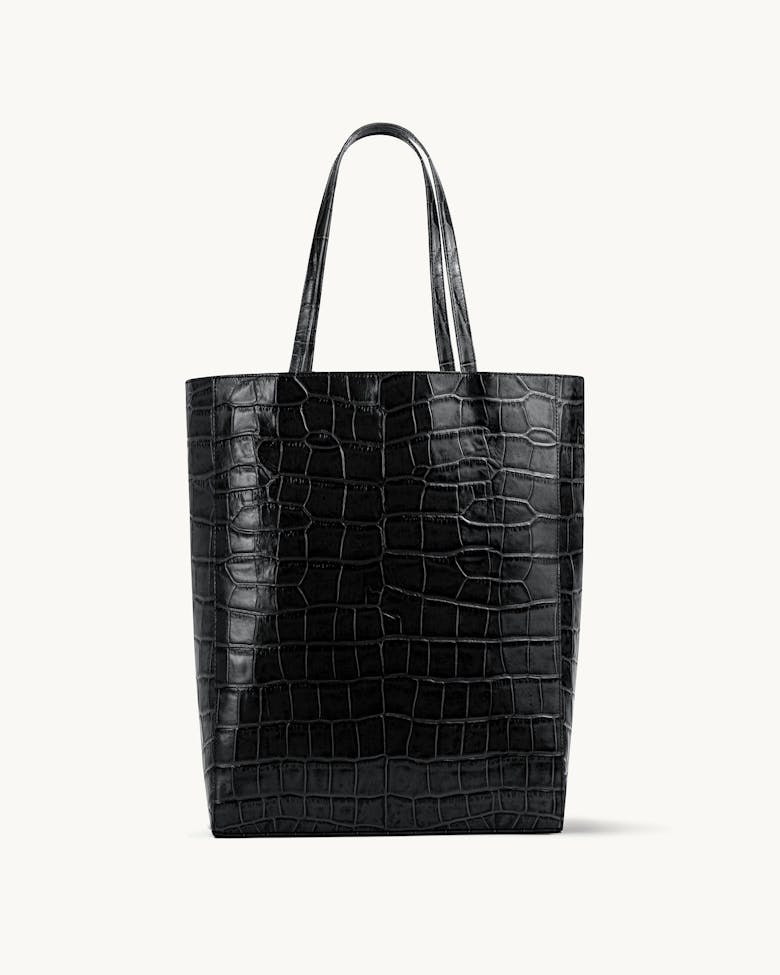 Tall Tote Bag “glossy black crocodile”
