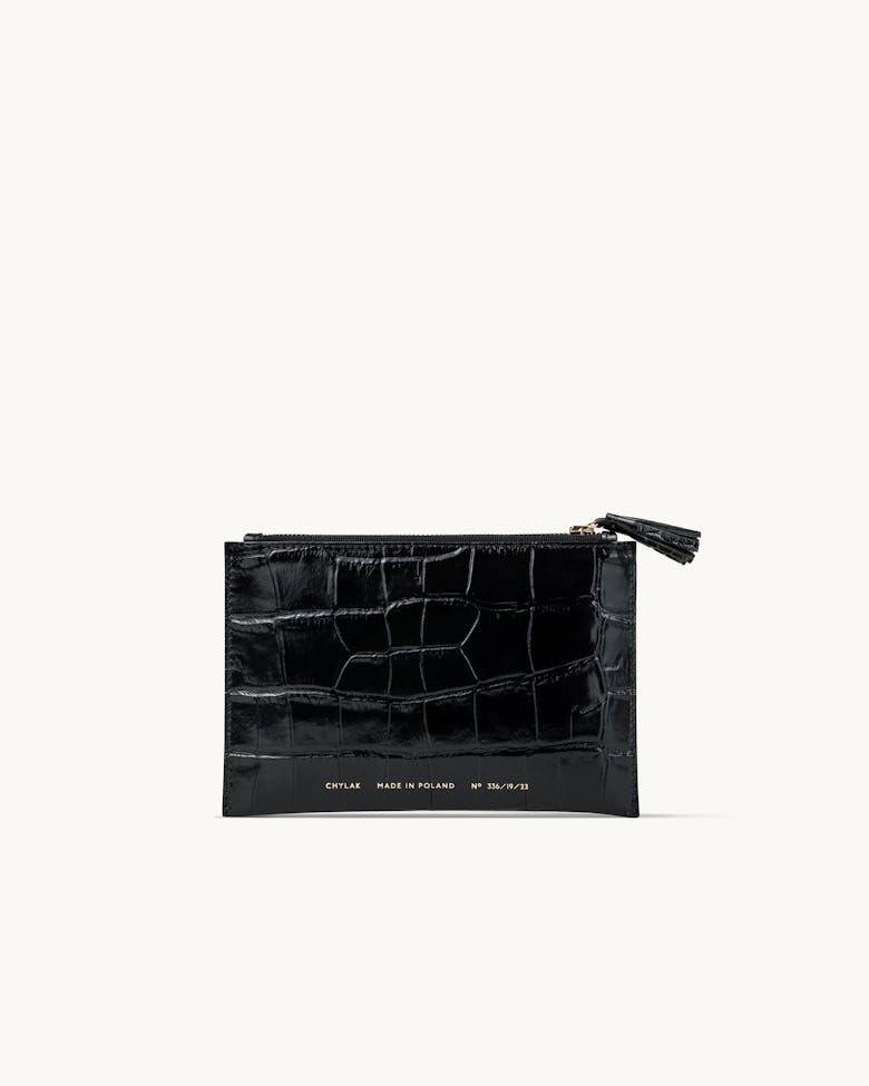 Pouch “glossy black crocodile”