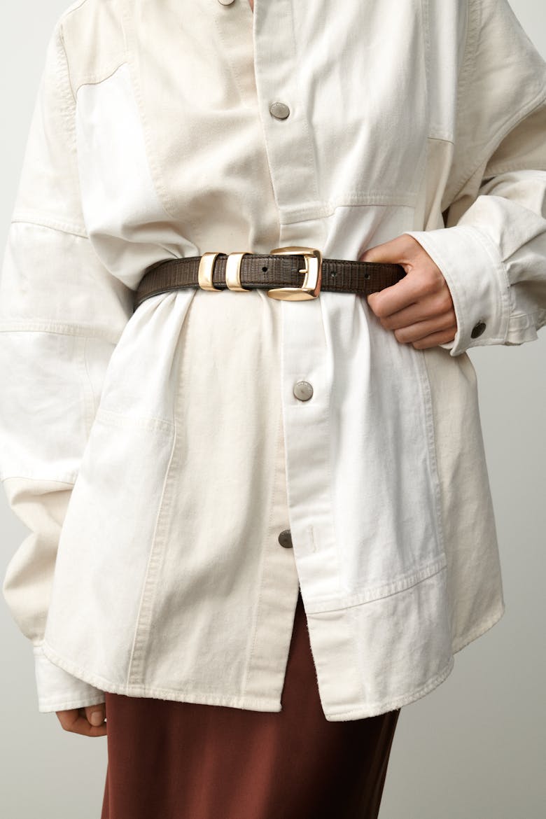 Gold Loop Belt “tobacco lizard”