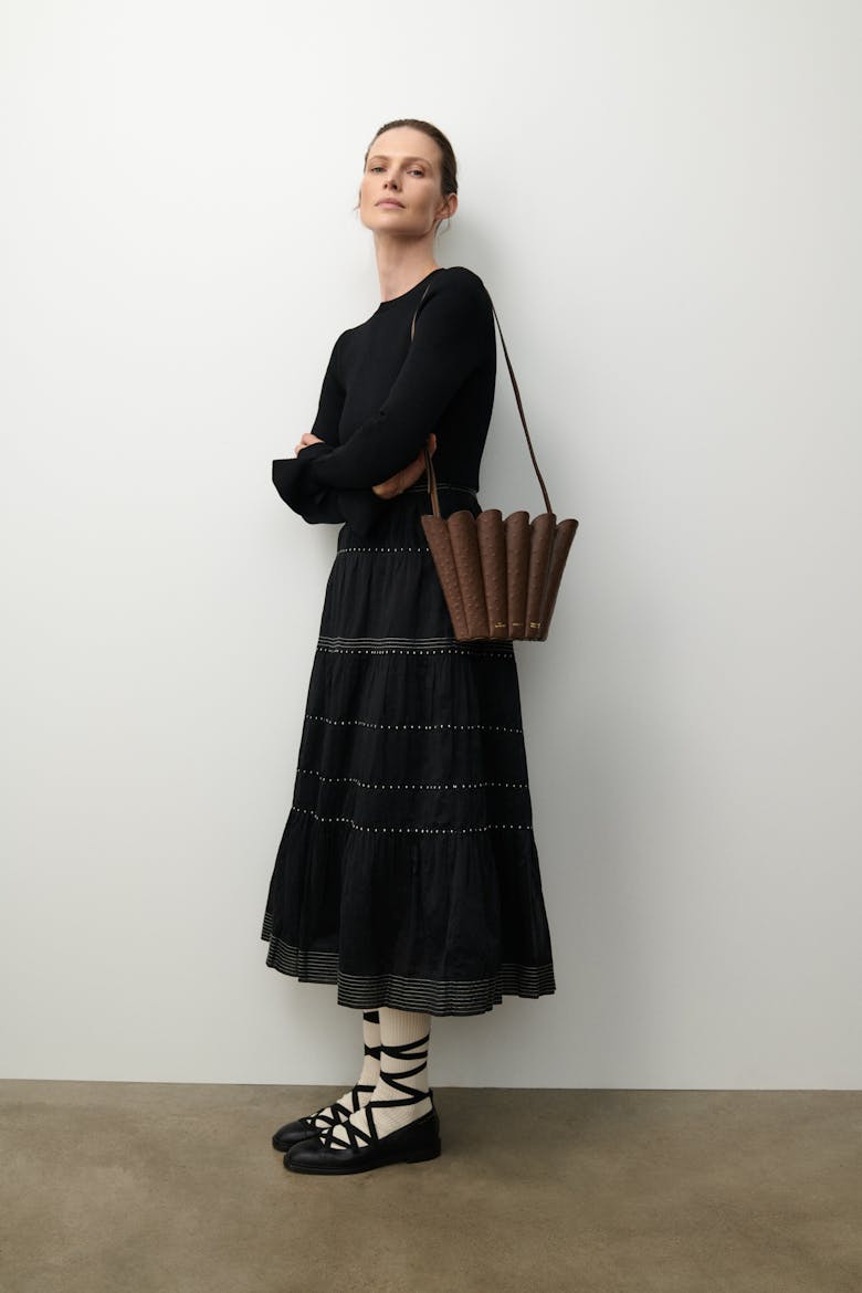 Small Shell Bag “brown ostrich”