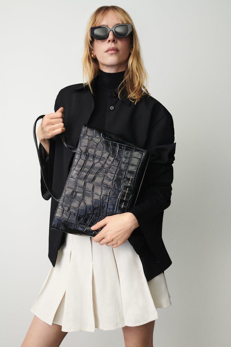 Classic Shopper Bag “glossy black crocodile”