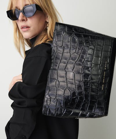 Classic Shopper Bag “glossy black crocodile”
