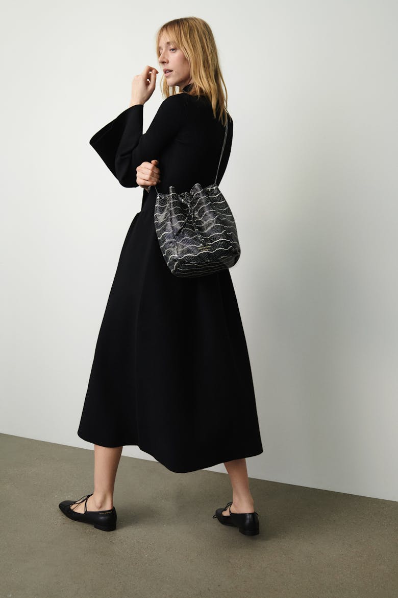 Medium Bucket Bag “black and white python”