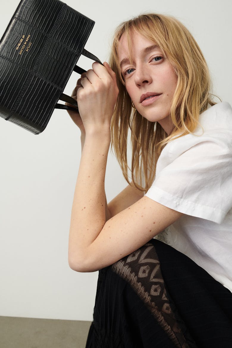 Small Patchwork Tote Bag “black lizard”