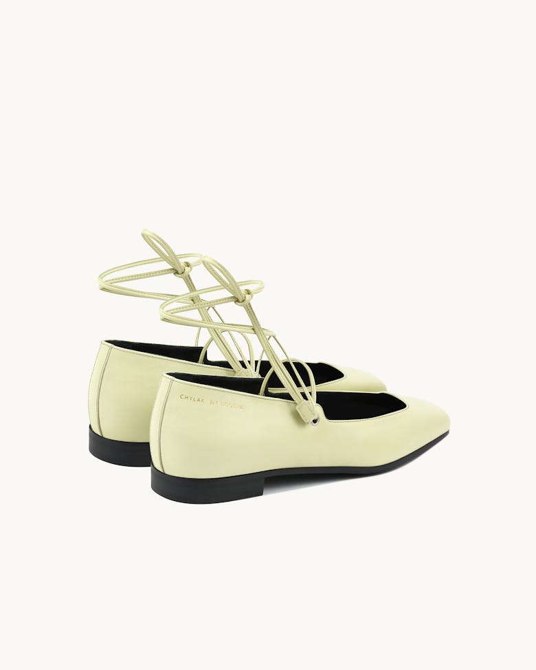 Ballet Flats with Leather Straps Limone