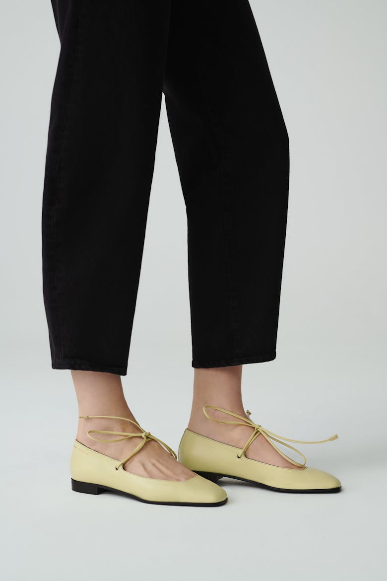 Ballet Flats with Leather Straps Limone