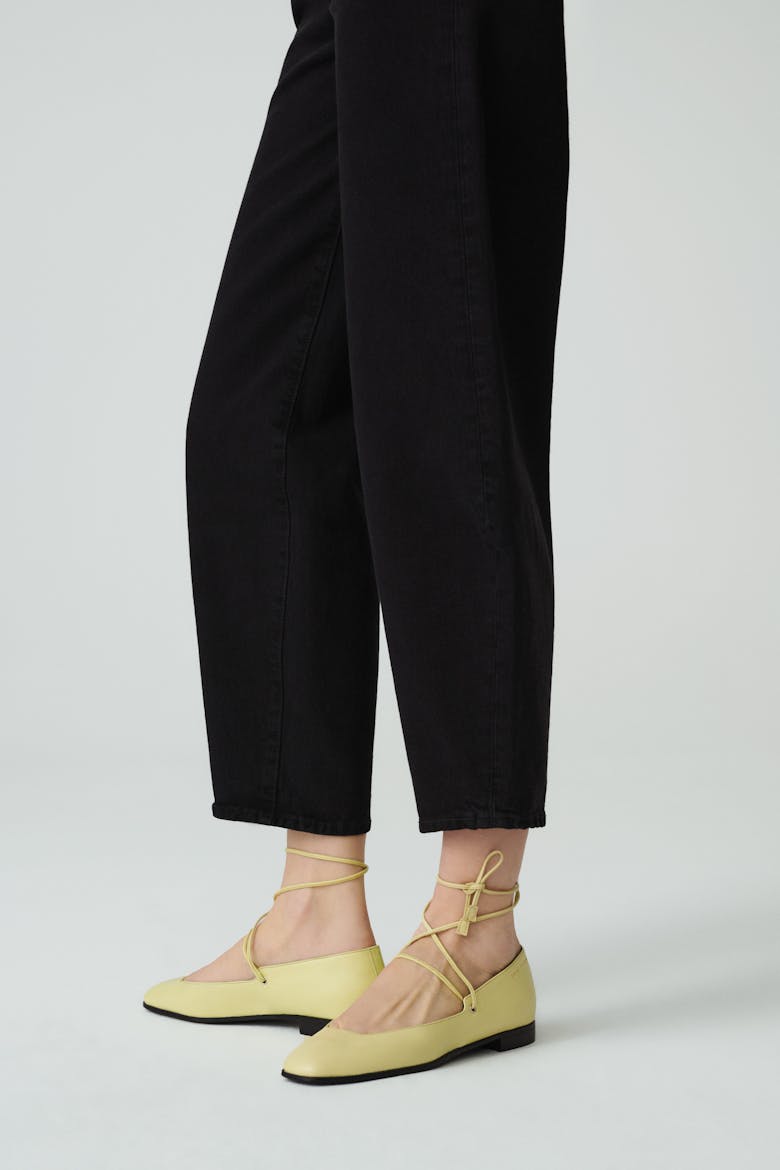 Ballet Flats with Leather Straps Limone