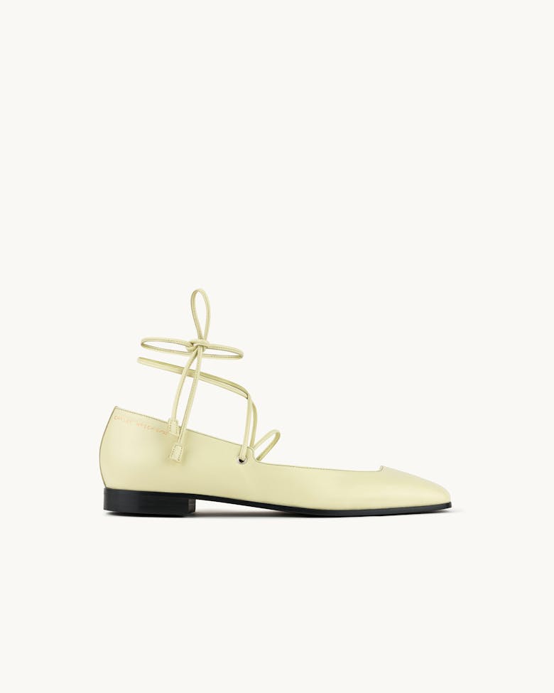 Ballet Flats with Leather Straps Limone