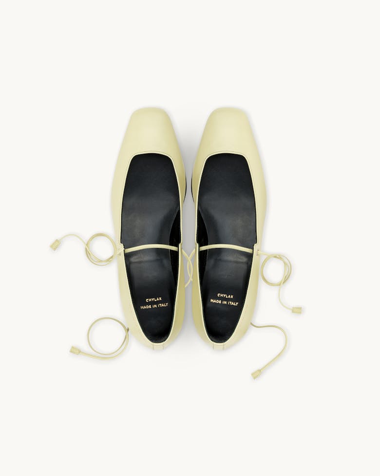 Ballet Flats with Leather Straps Limone