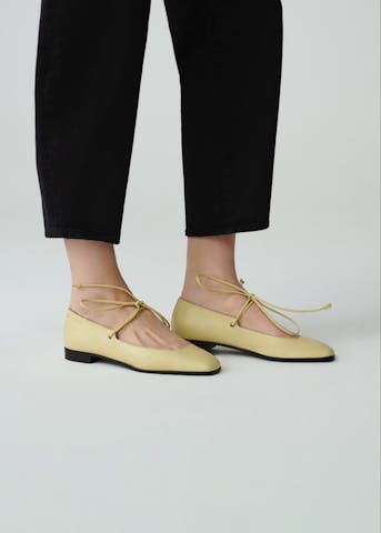 Ballet Flats with Leather Straps Limone