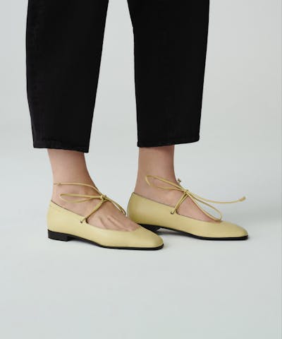 Ballet Flats with Leather Straps Limone