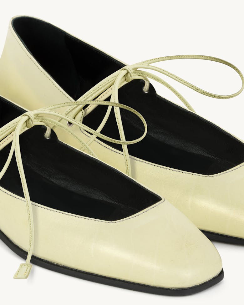 Ballet Flats with Leather Straps Limone