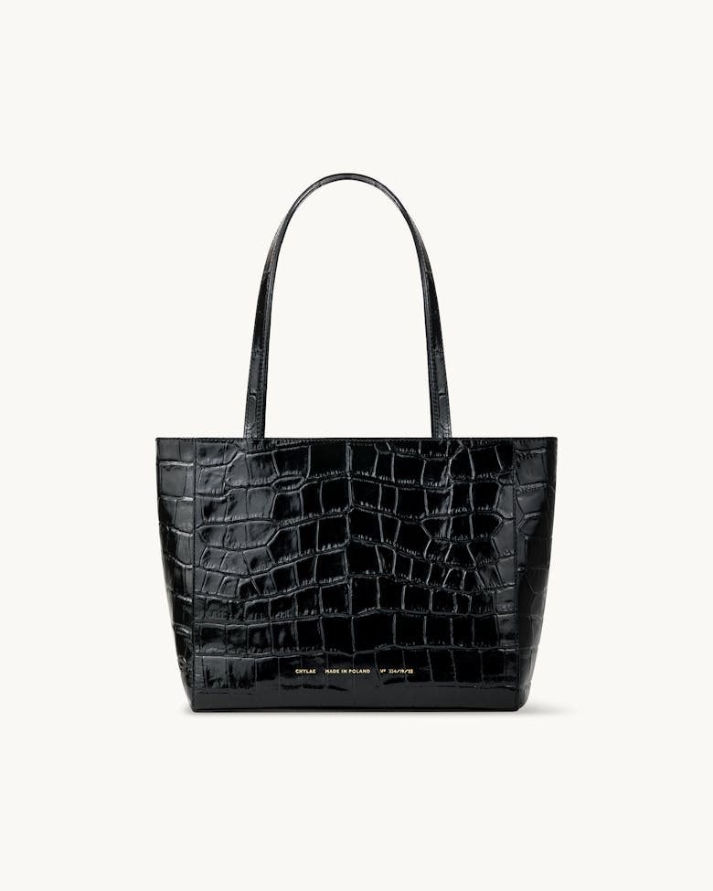 Classic Shopper Bag “glossy black crocodile”