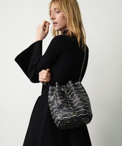 Medium Bucket Bag “black and white python”