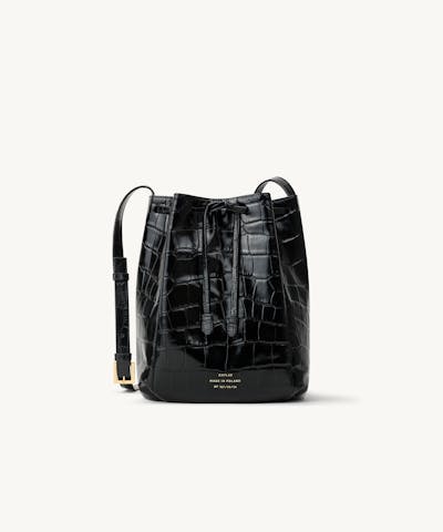 Medium Bucket Bag “glossy black crocodile”