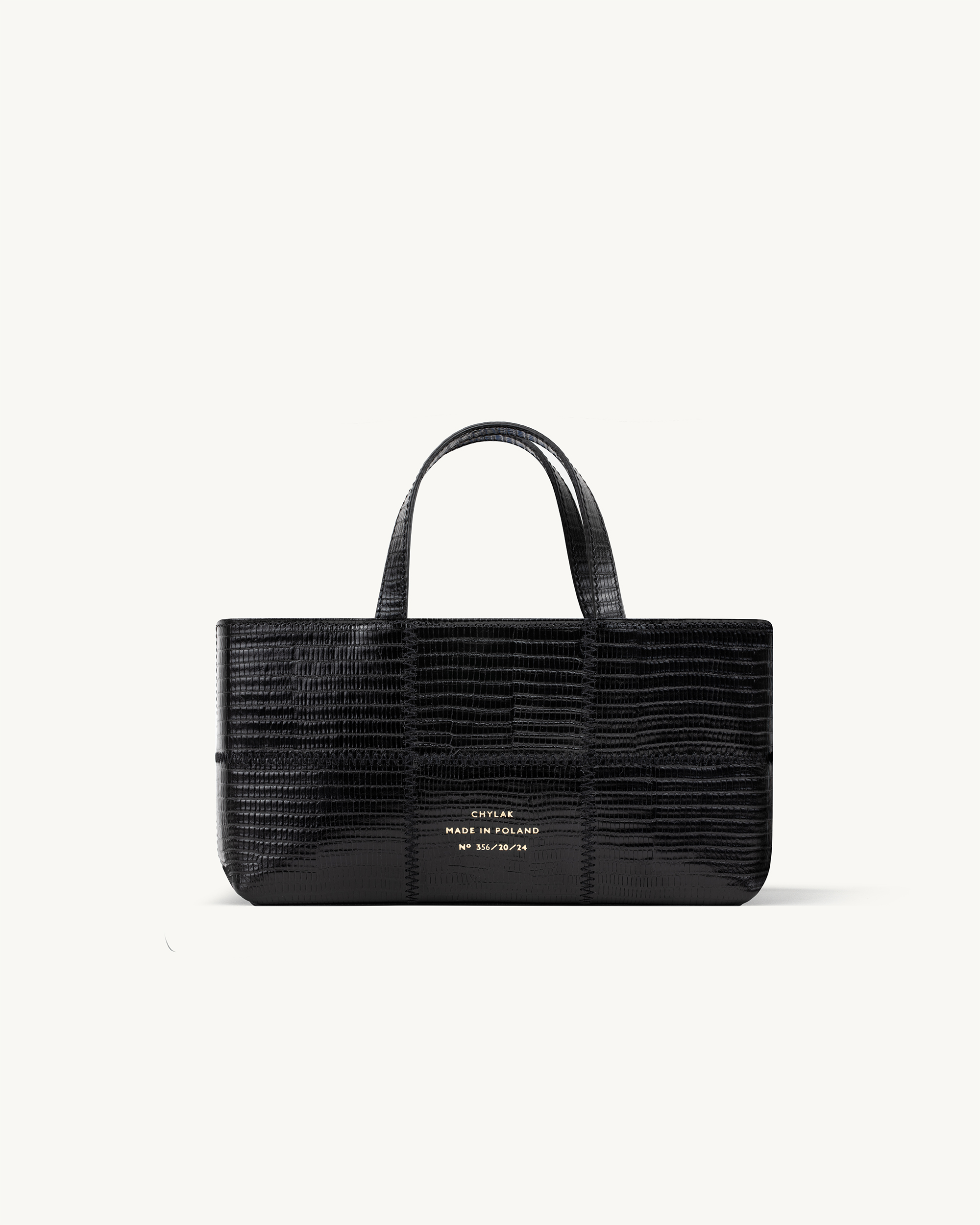 Square Bag “glossy brown crocodile” - Chylak