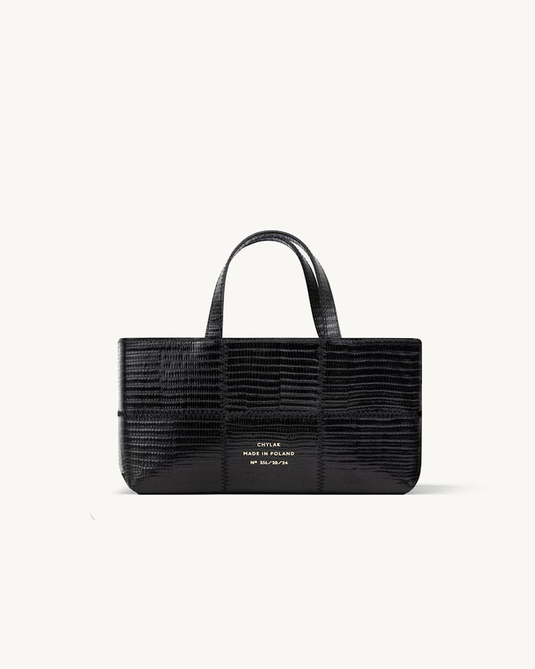 Small Patchwork Tote Bag “black lizard”
