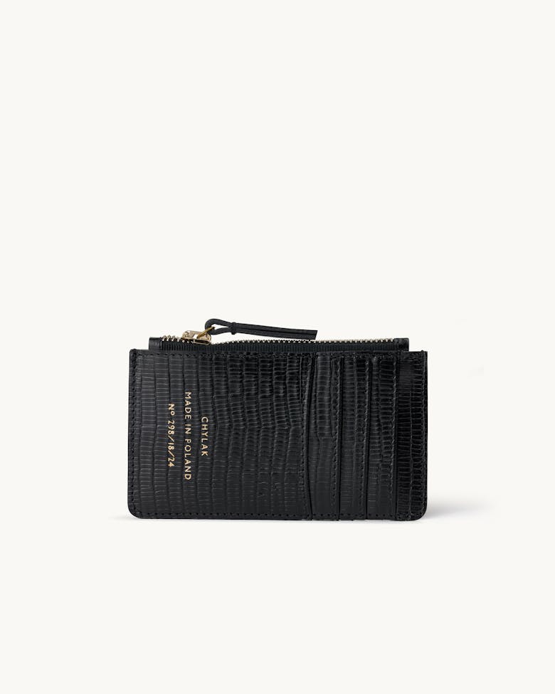 Zippered Cardholder “black lizard” 