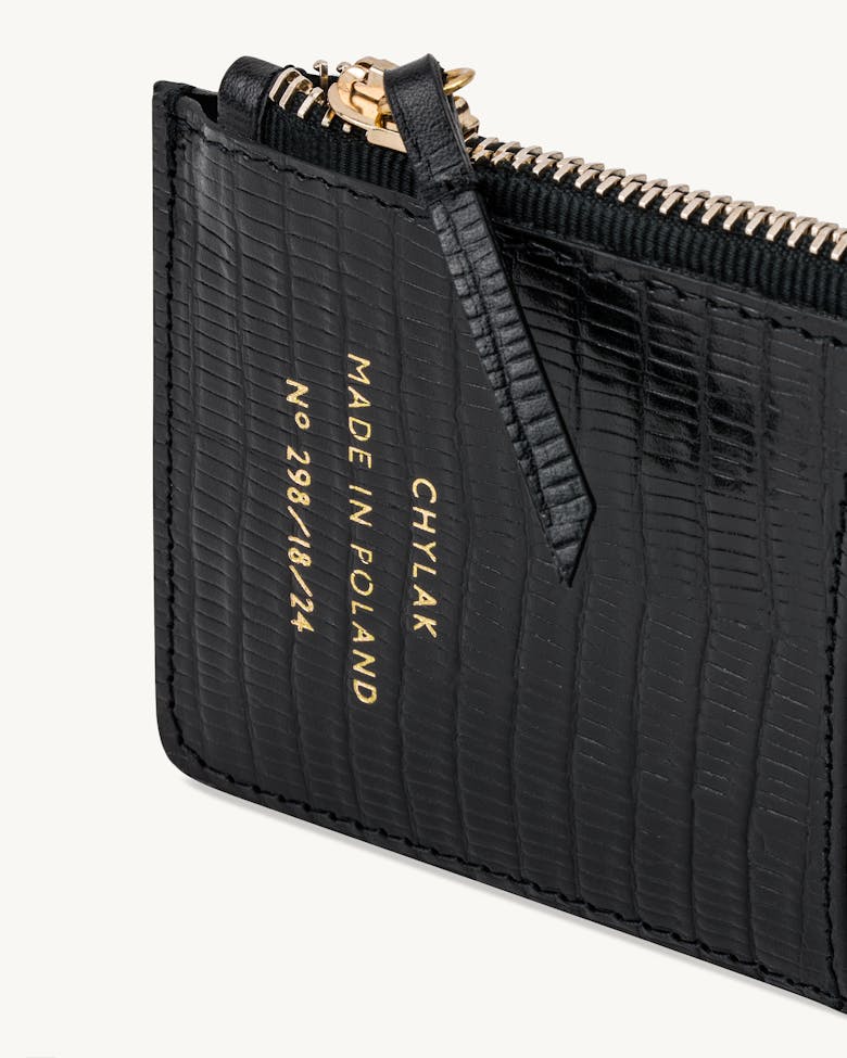 Zippered Cardholder “black lizard” 