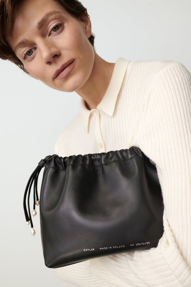 Drawstring Bag with Pearls