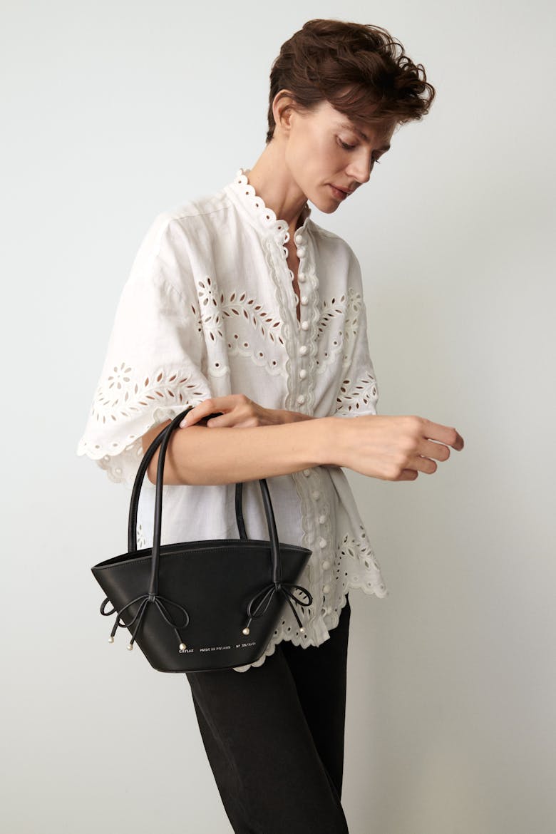 Mini Basket with Pearls Black