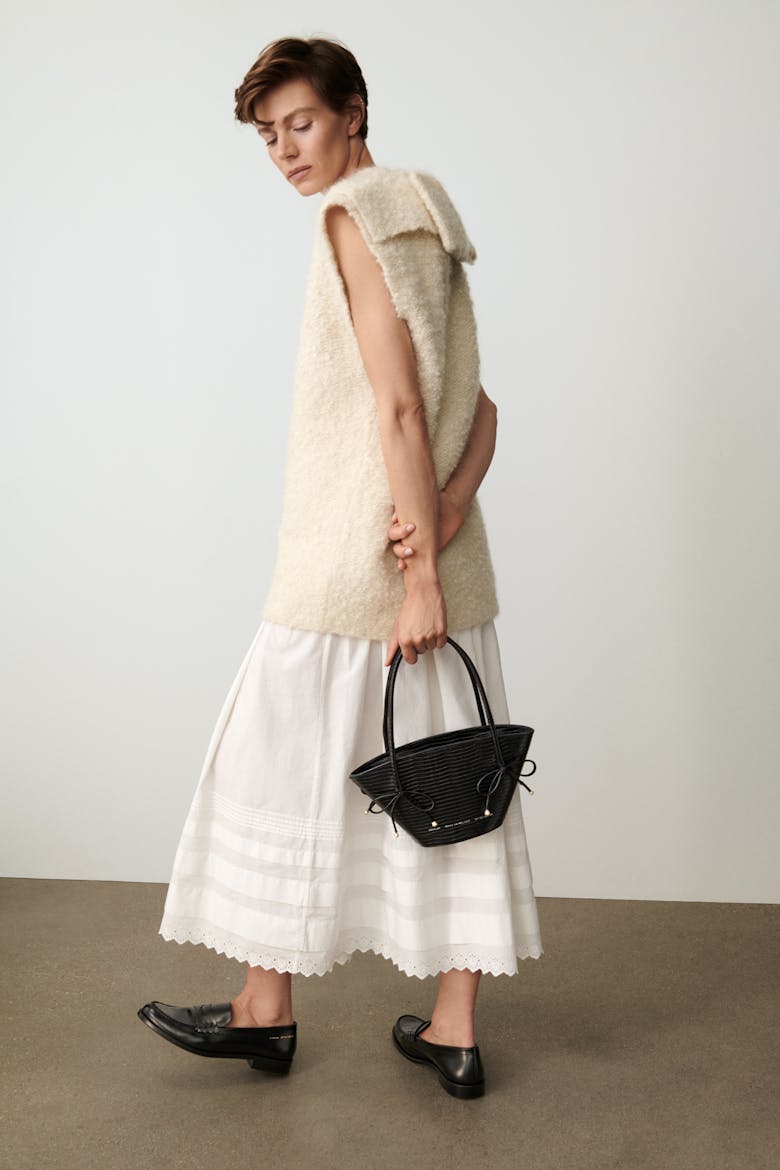 Mini Basket with Pearls “black lizard”