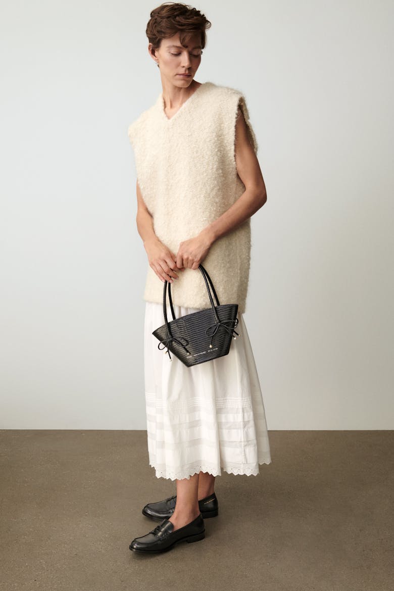 Mini Basket with Pearls “black lizard”