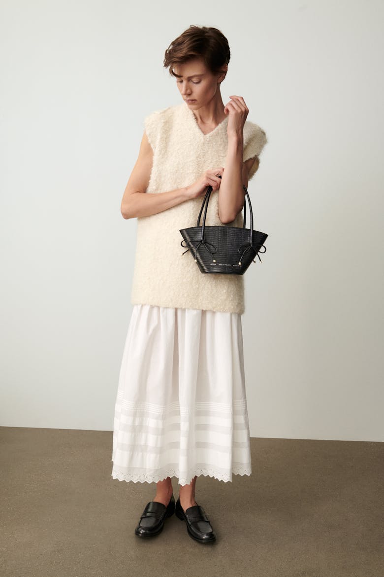 Mini Basket with Pearls “black lizard”