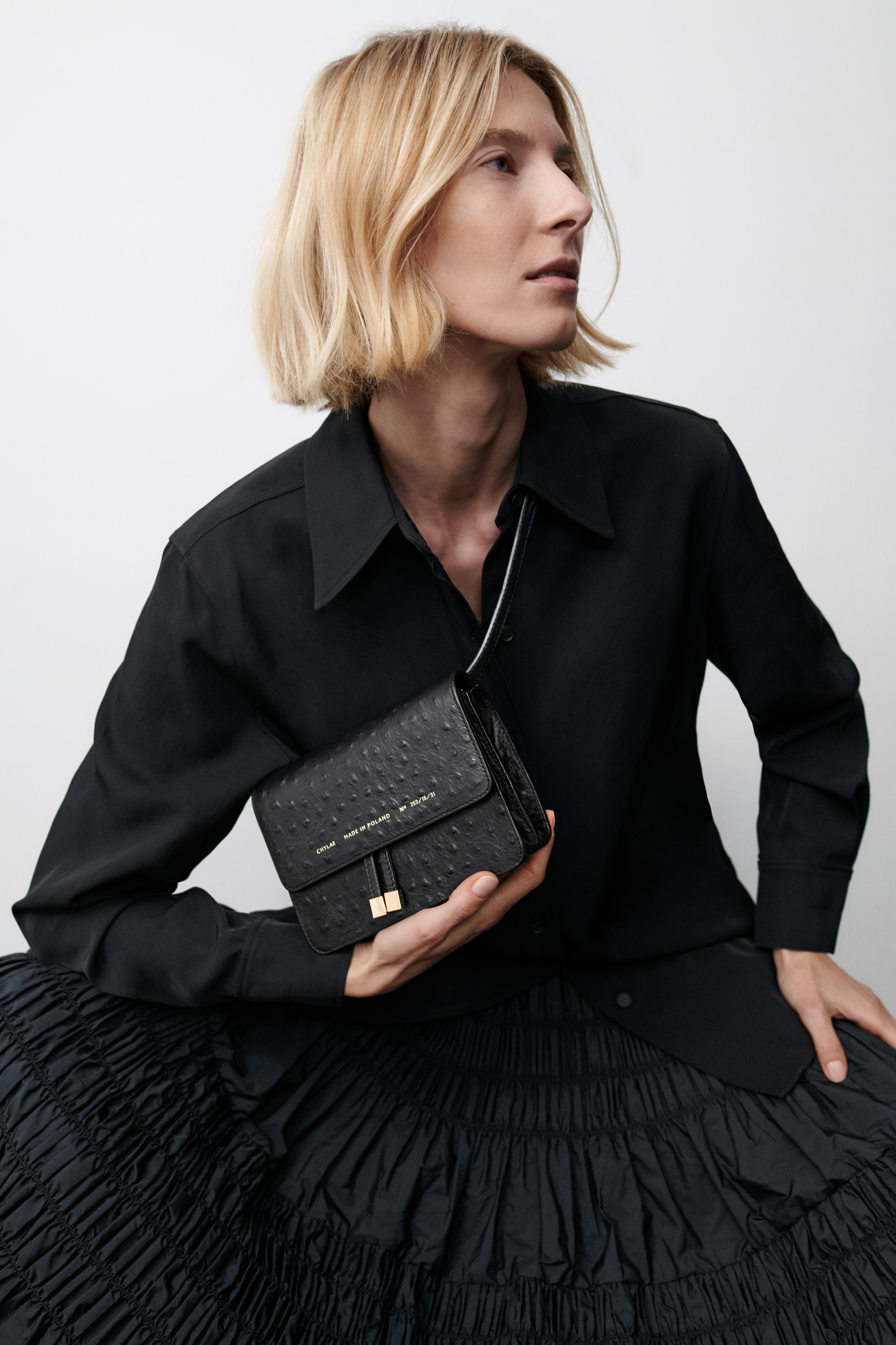 Mini Belt Bag “black ostrich” - Chylak