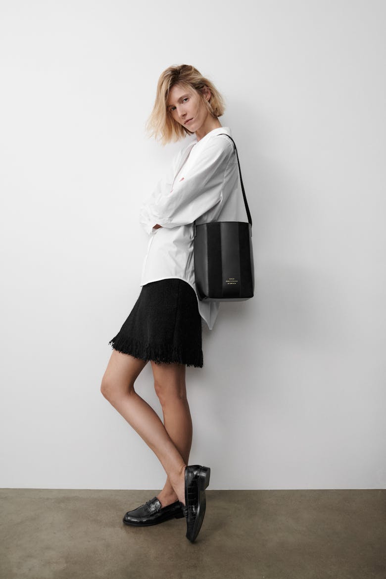 Patchwork Bucket Bag “black suede”