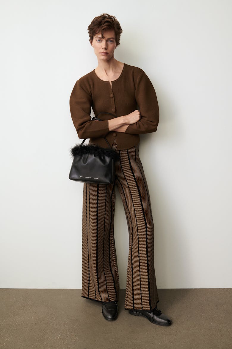 Ruched Bag with Feathers Black