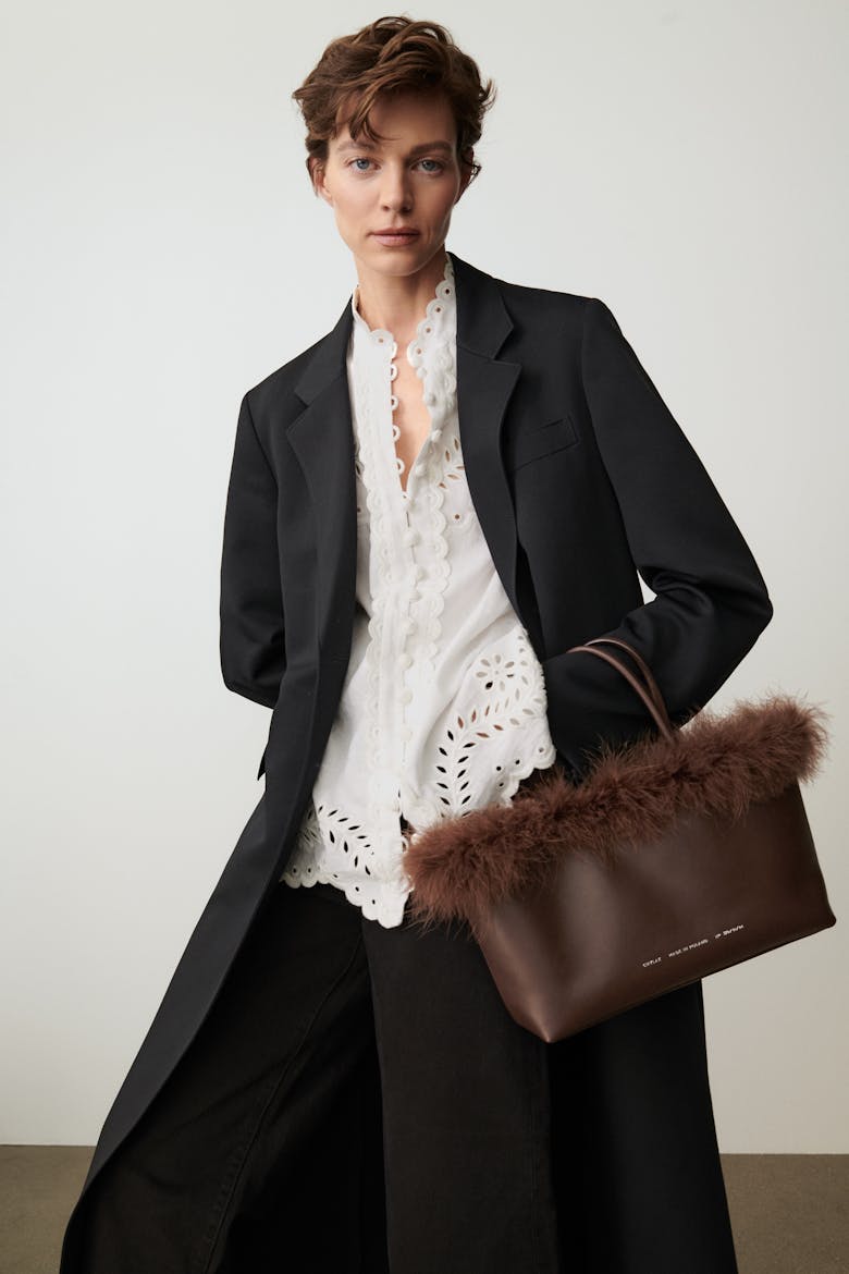 Shopper with Feathers Brown