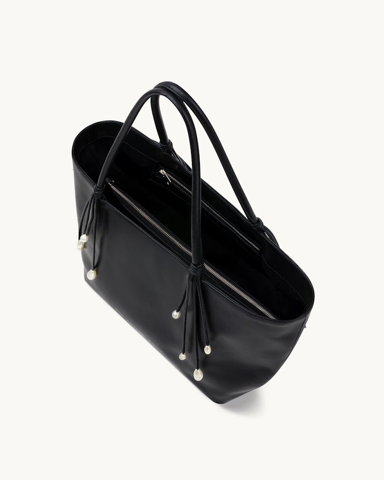 Shopper with Pearls Black