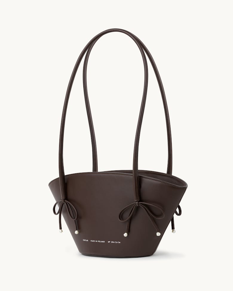 Small Basket with Pearls Brown