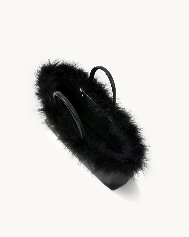 Shopper with Feathers Black
