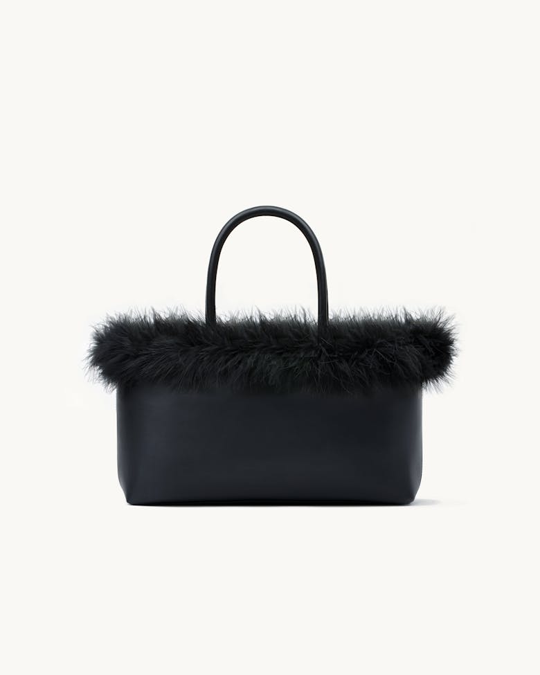 Shopper with Feathers Black