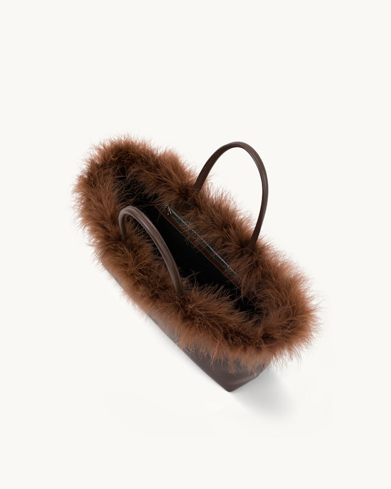 Shopper with Feathers Brown