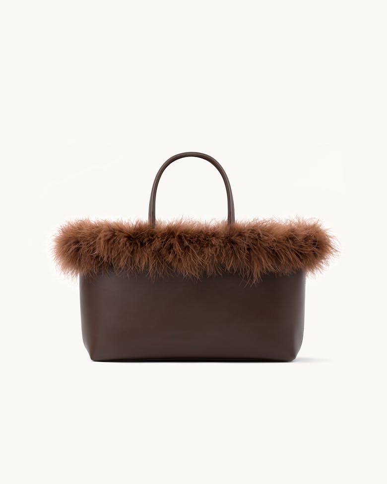 Shopper with Feathers Brown