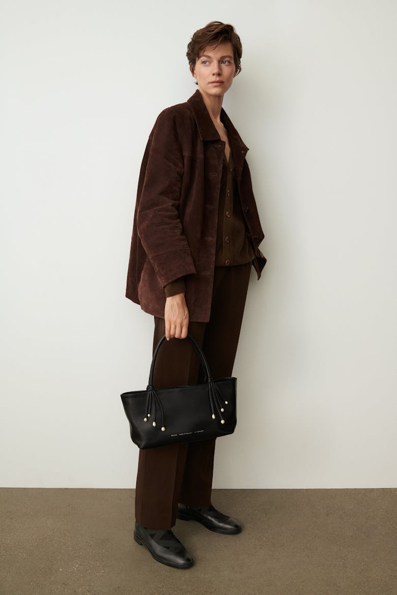 Small Shopper with Pearls Black