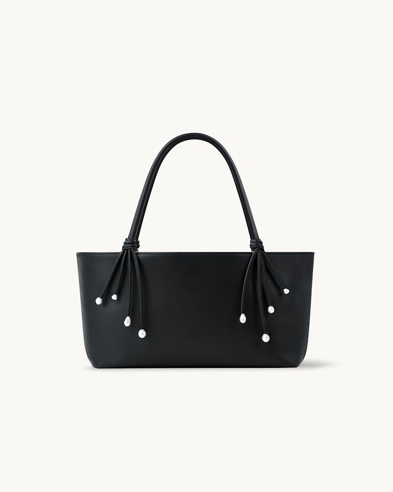 Small Shopper with Pearls Black