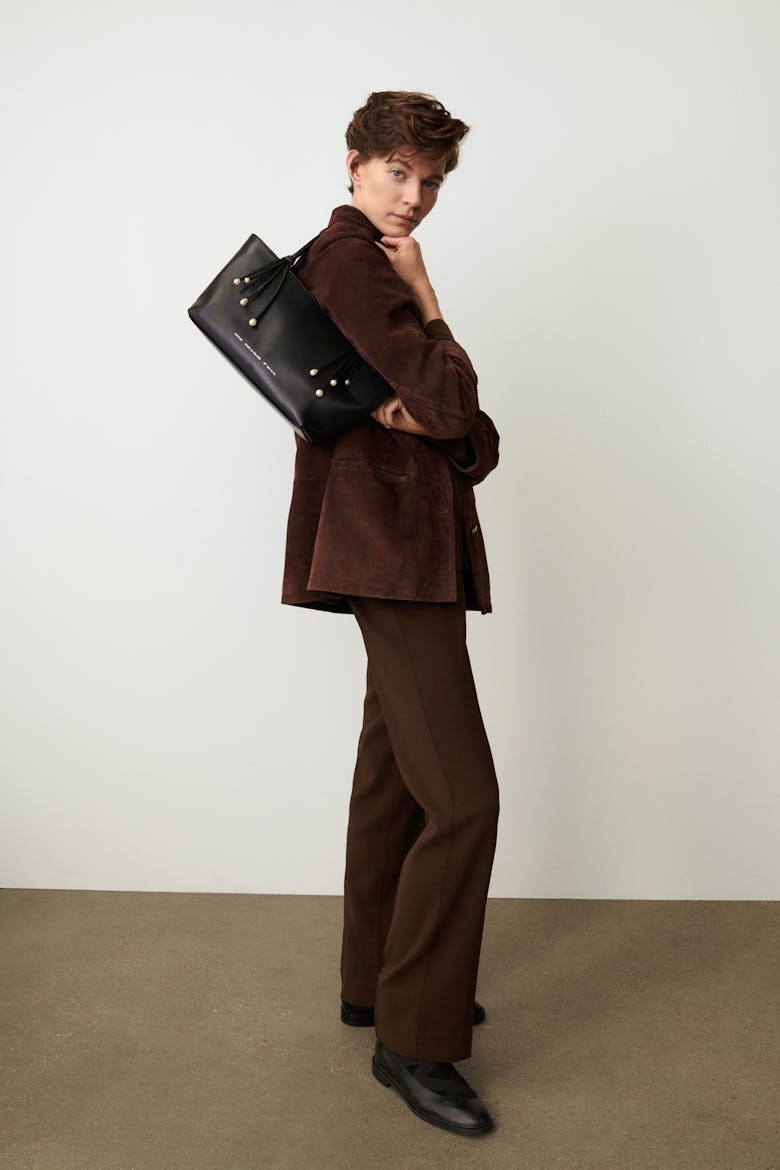 Small Shopper with Pearls Black