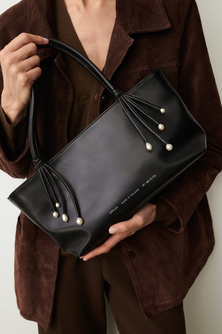 Small Shopper with Pearls Black 