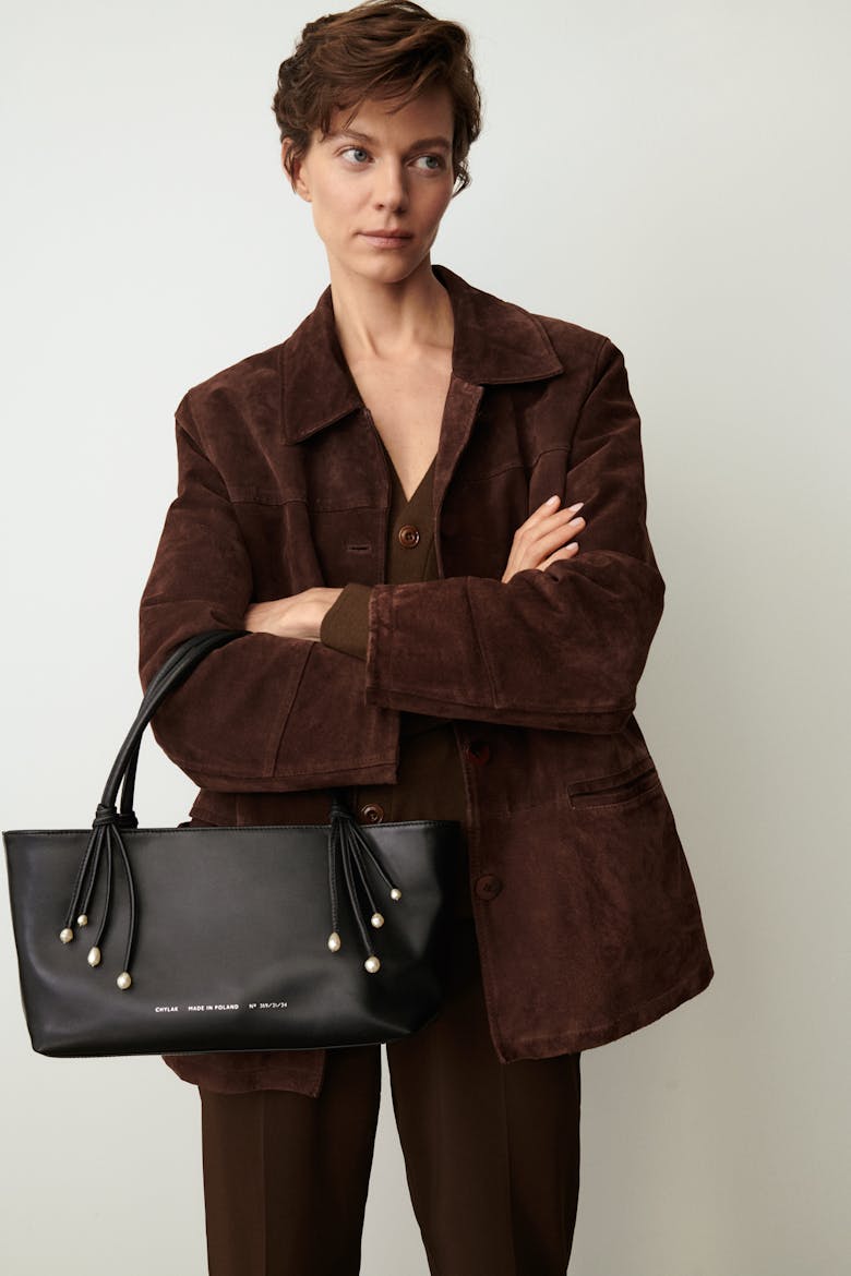 Small Shopper with Pearls Black